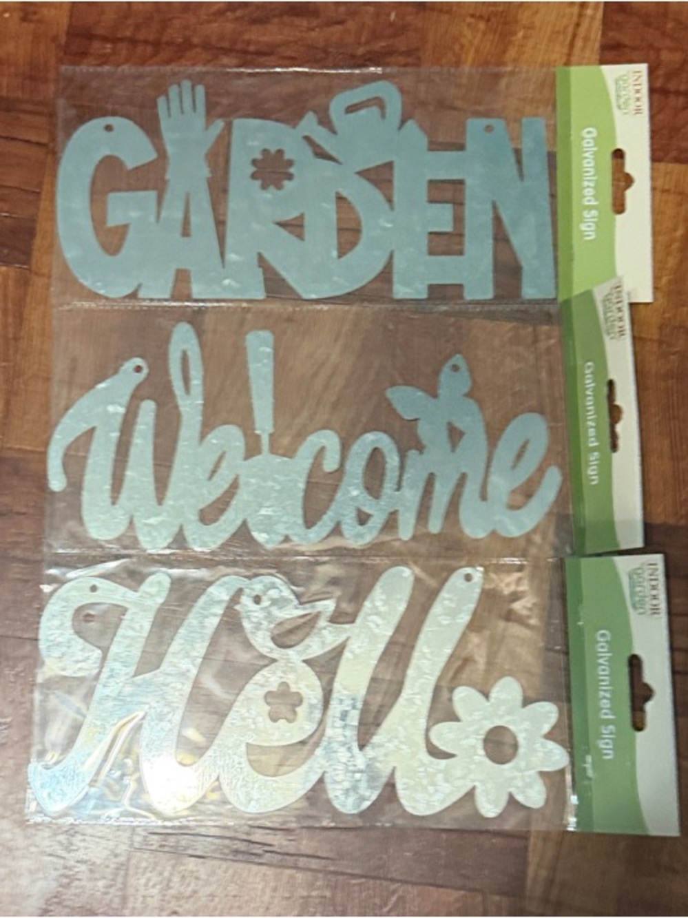 Set of 3- Galvanized Garden Signs